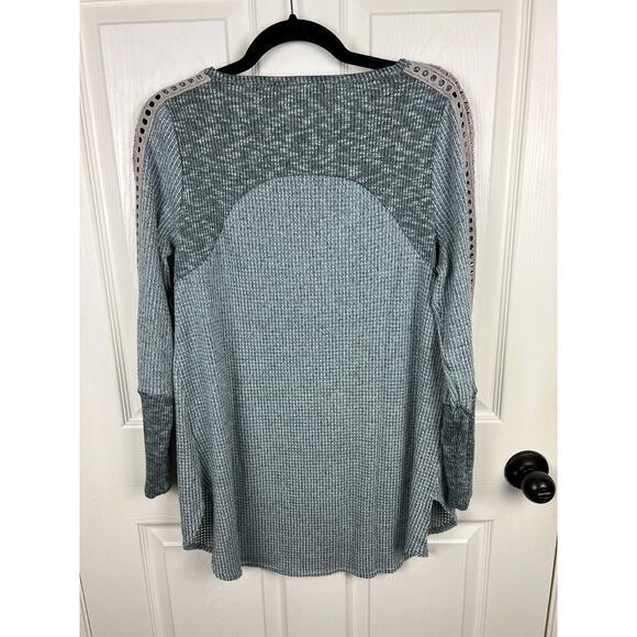 Soft Surroundings Bailey Thermal Gray Blue Long Sleeve Top Small - Picture 6 of 6